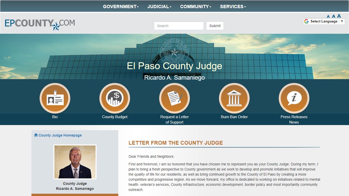 County of El Paso Texas - County Judge